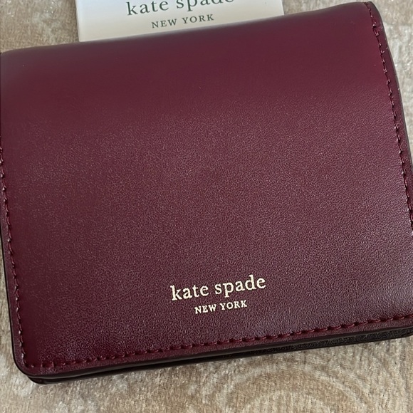 Brand New Kate Spade Genuine Leather Nadine Small Bifold Wallet Cherrywood - Picture 8 of 15